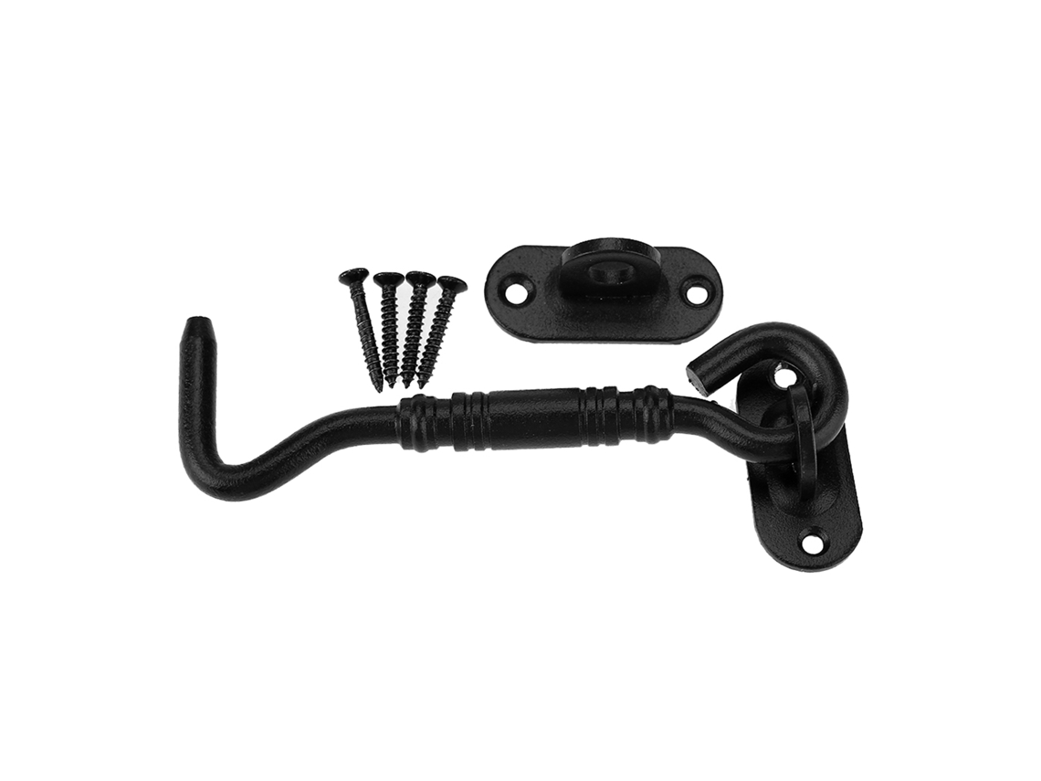 Gancho e Olho de Tranca de Aço Inoxidável 201 Preto para Porta de Celeiro, Janela e Cabine