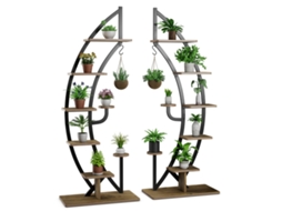 Suporte De Metal Para Plantas 6 Níveis Meia-lua 2 Unidades 60 X 30 X 155 Cm