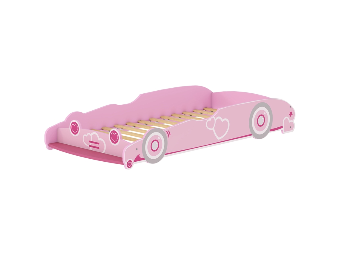 Cama Infantil 70x140 Com Grade E Carro Rosa