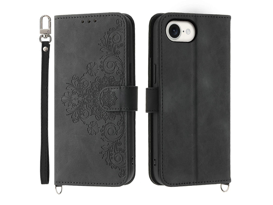 Capa De Couro Com Compartimentos Para Cartões E 2 Alças Para Iphone Se (2024)