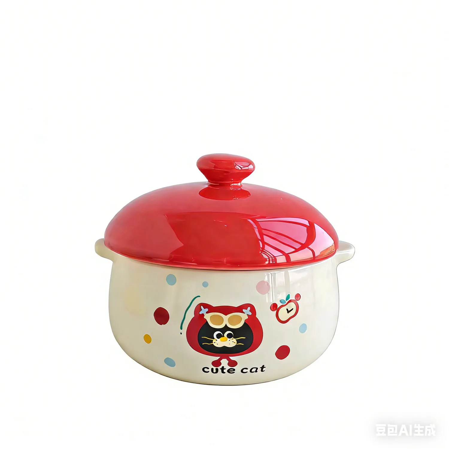 Tigela de Cerâmica com Tampa , 350 Ml, Própria para Forno, para Cozinhar Creme de Ovos no Vapor. MDUG (5 Polegadas)