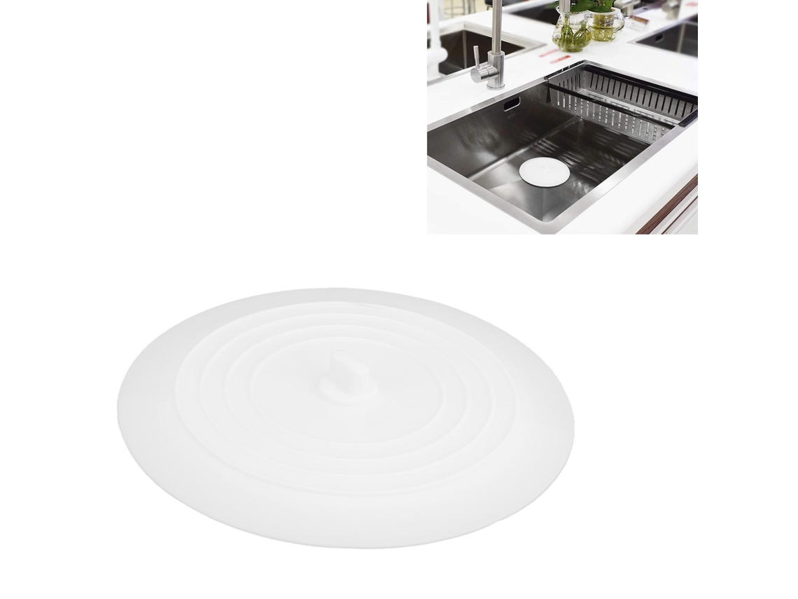 Tampa de Ralo de Silicone AQUAFORGE para Pia de Banheiro e Cozinha branca