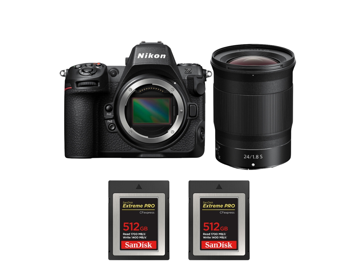 Z8 + Z 24mm F/1.8 S + 2 Sandisk 512gb Extreme Pro Cfexpress Type B Máquina Fotográfica Híbrida Full frame + Ebook Pricedirect NIKON