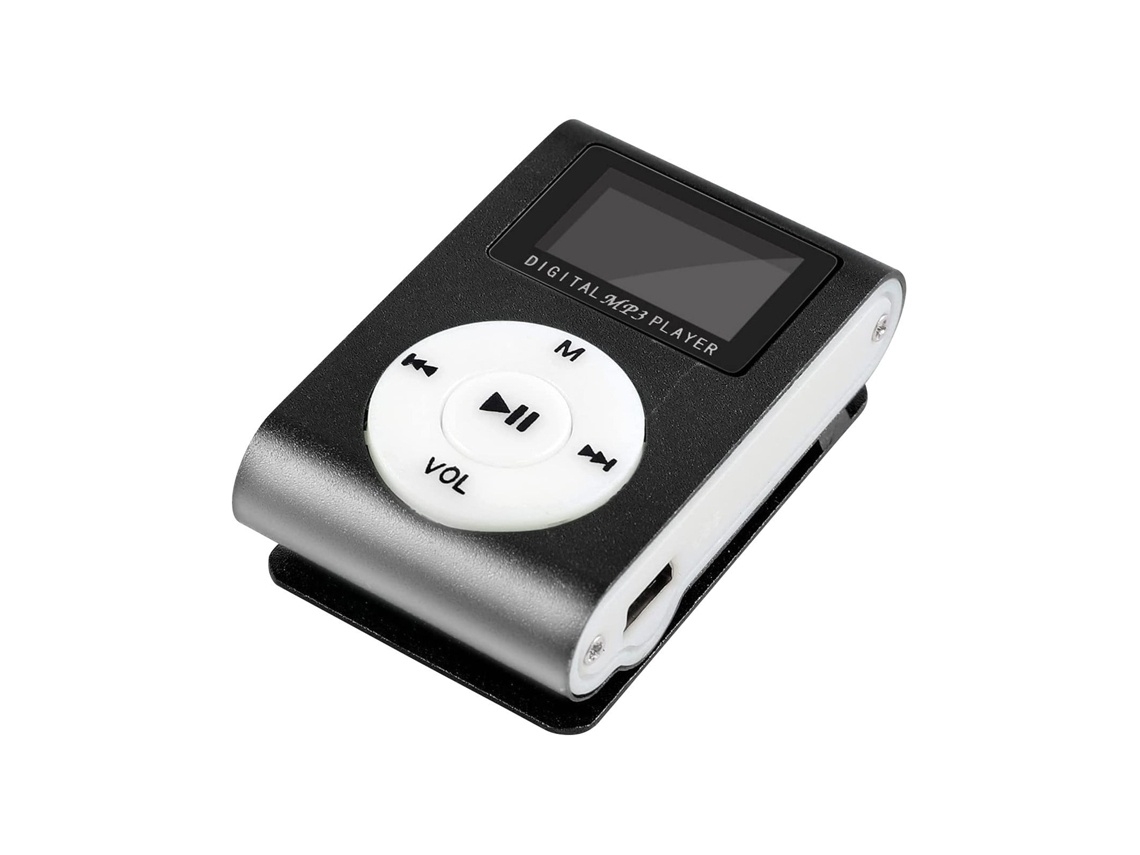 Leitor Mp3 Lurelia Mini Usb Com Clipe, Ecrã Lcd, Rádio Fm E Microsd/tf, Preto