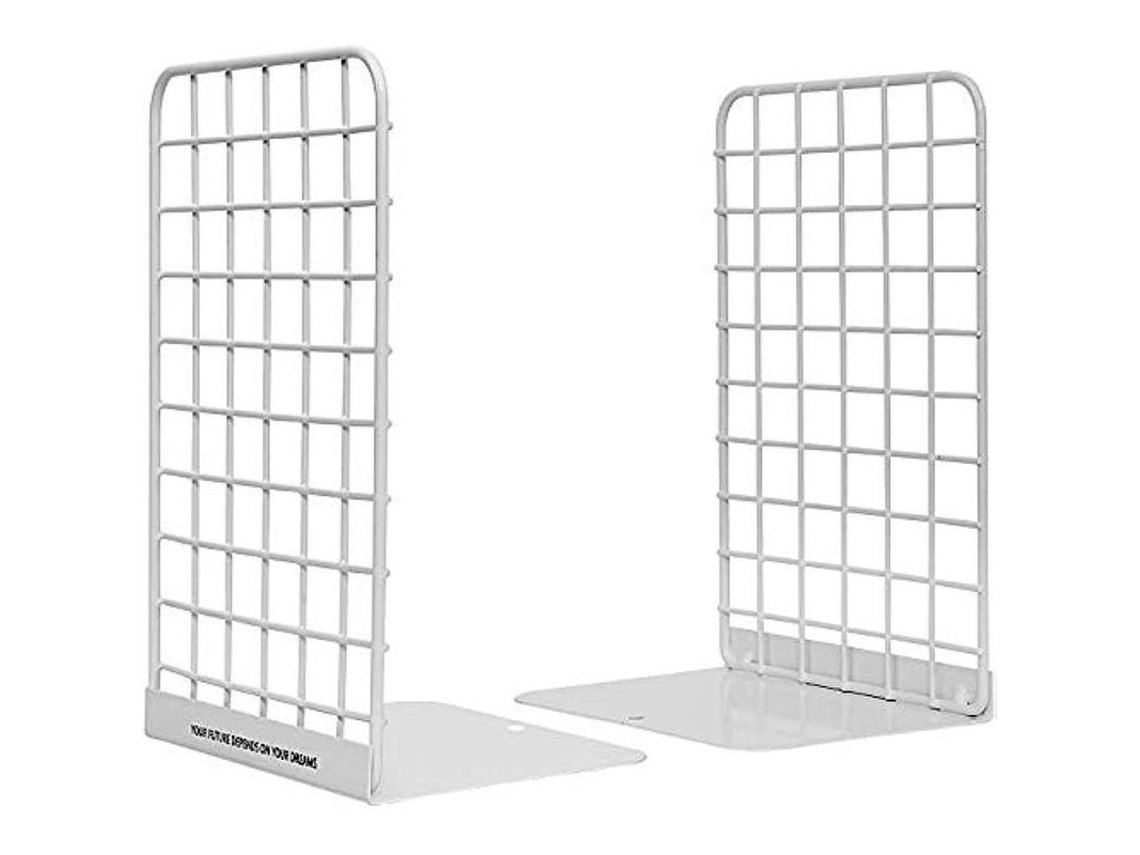 2026rebe suporte de Livros de Metal, 1 Par, Design Geométrico Moderno, Branco, Antideslizante, 13.5x10x20.8cm