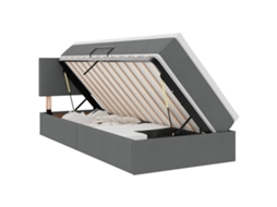 Conjunto 1 Cama Moderna Com Armazenamento Vidaxl Cinzento Poliéster (90 X 200 Cm)