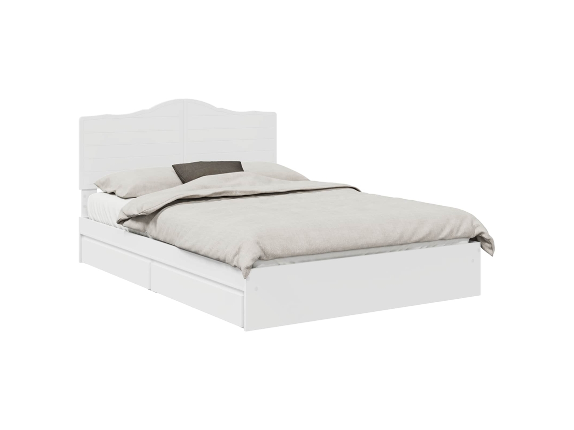 Cama com Armazenamento Branco 140x190 cm Madeira Processada MAISON EXCLUSIVE