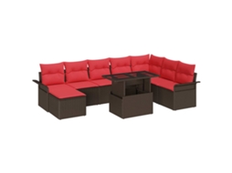 Maison Exclusive - Conjunto De Sofá De Jardim Com Almofada 9 Pcs Castanho