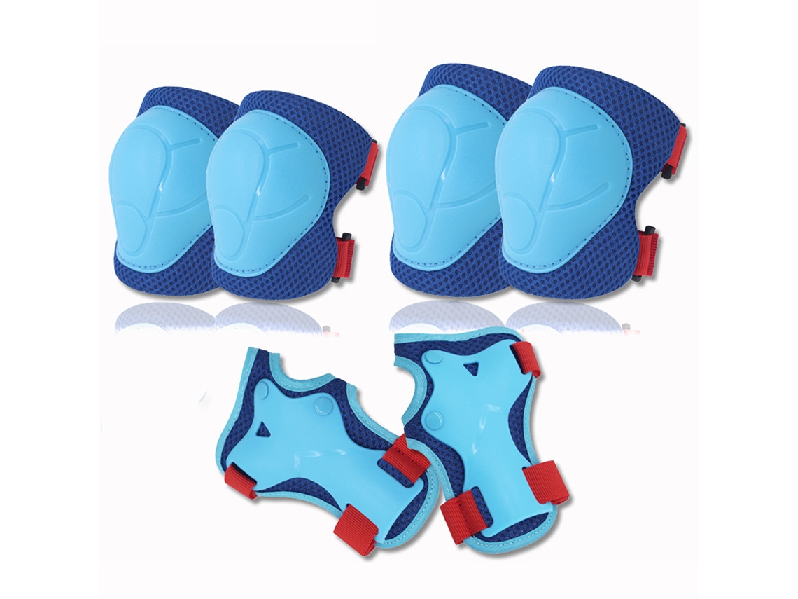 Conjunto de 6 Joelheiras e cotoveleiras, azul e vermelho AQUAFORGE