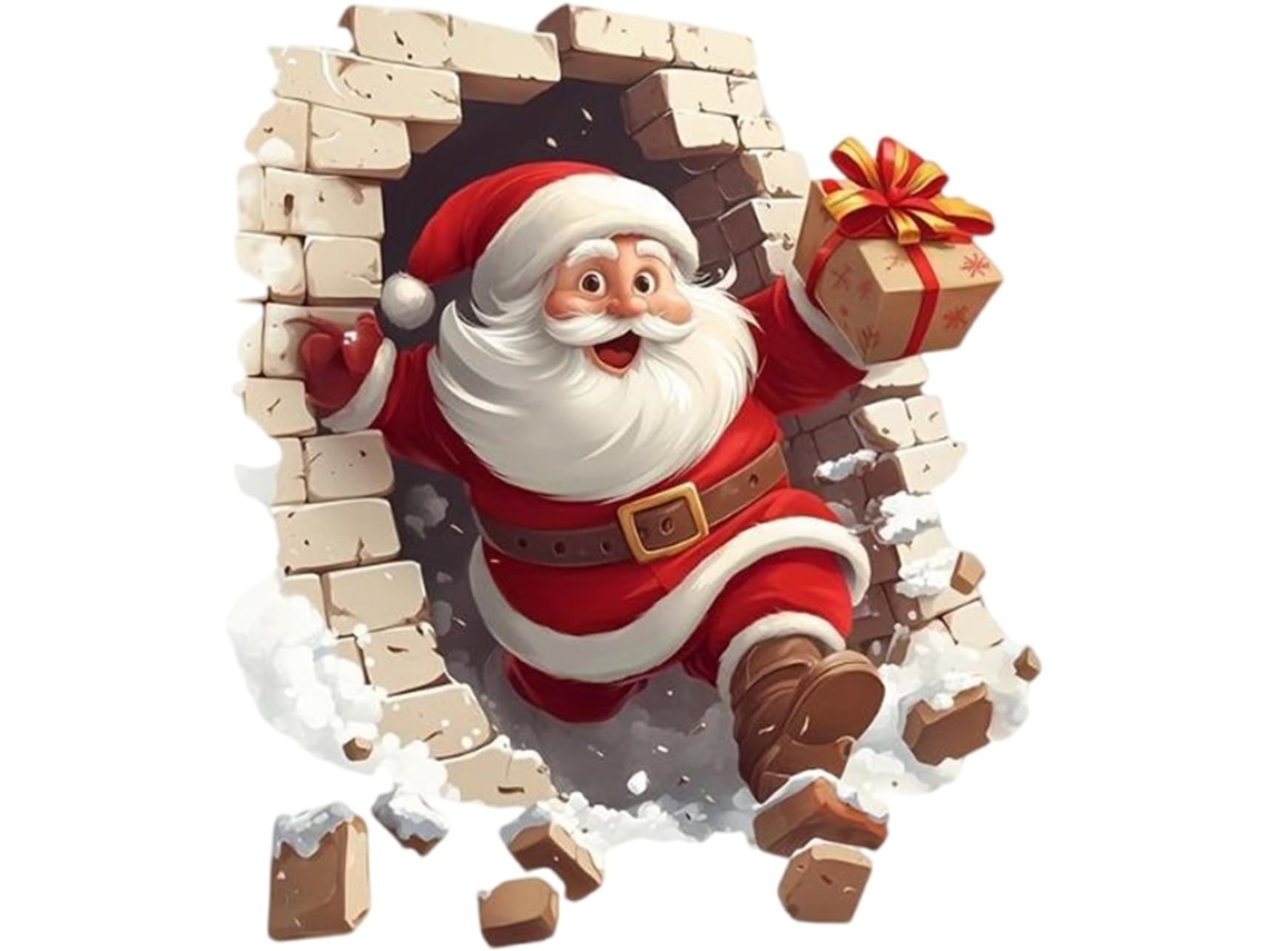 Adesivo De Parede 3d Com Efeito Rachado Para O Natal, Ideal Para Festas Natalinas, Decoração De Casa Artística