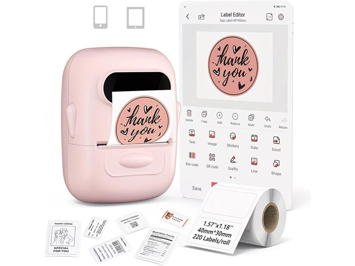 Impressora Térmica Portátil P50. Ideal Para Casa, Lojas De Roupas E Comércios. Compatível Com Android/ios. (rosa)