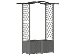 Vidaxl Cama Elevada Com Treliça E Telhado Cinzento-claro Pp