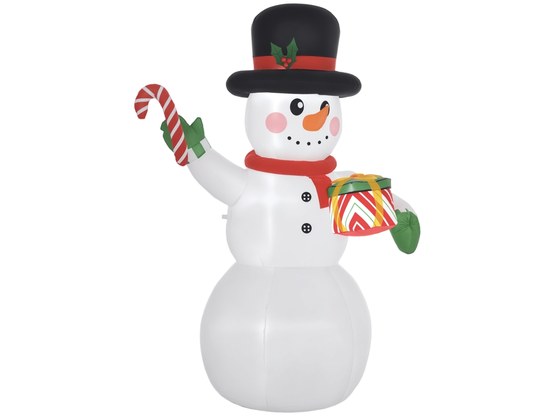 Boneco Neve Inflável 180cm Com Bengala E Presente Led