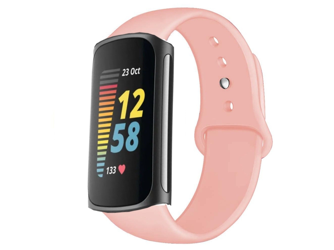 Bracelete Silicone Líquido para Rosa Fitbit by Google Charge 5