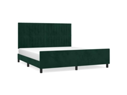 Estrutura de Cama com Cabeceira 180x200 Cm Veludo Verde Escuro MAISON EXCLUSIVE