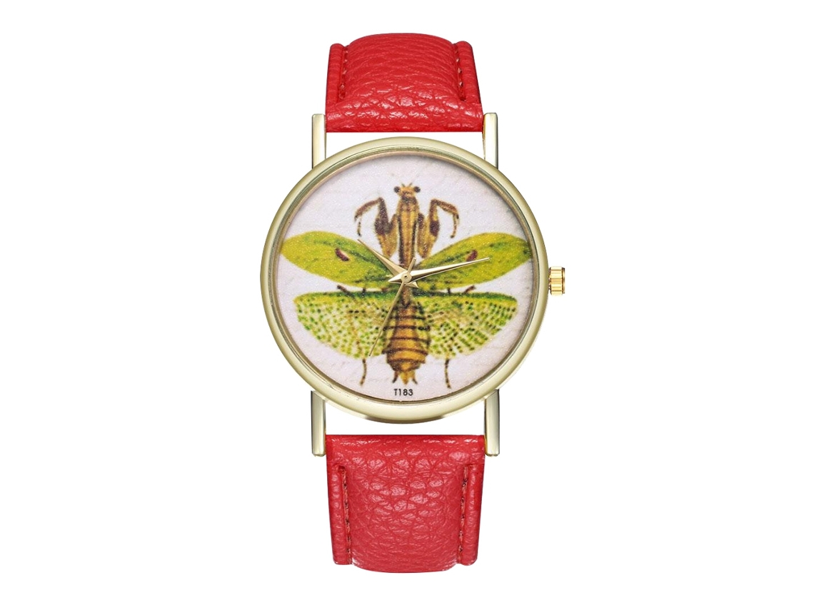 Reloj Unisex De Cuarzo Con Correa De Cuero Pu Y Números Romanos (rojo)
