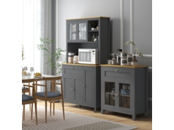 Despensa Alta Cinza Cozinha 100x40x180 Cm 5 Portas Gaveta Bancada Micro ondas Orifício Cabo Prateleira Utensílios ZIWEI STORE
