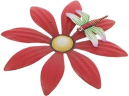 Escultura Parede Metal Vermelho Flores Esculpidas Estilo Rústico Ideal Jardim Pátio Única Ferro Forjado GOKOCO