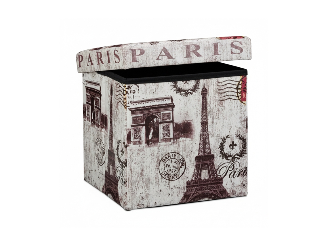 Relaxdays Banco Dobrável 38 Cm Robusto E Moderno, Ideal Como Apoio Para Os Pés Ou Assento E Caixa De Arrumação, Paris.
