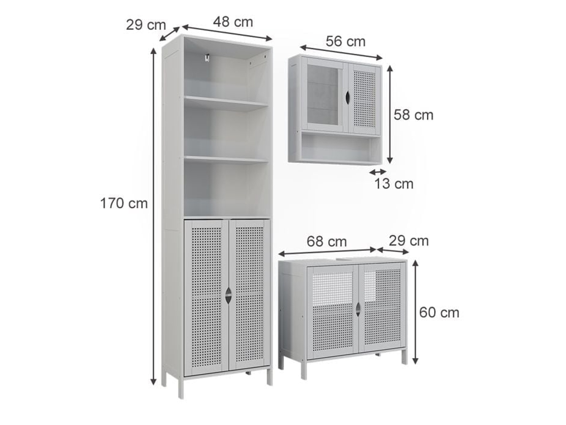 Conjunto Móvel Casa de Banho 3 Peças Branco 170/58/60 Cm VICCO