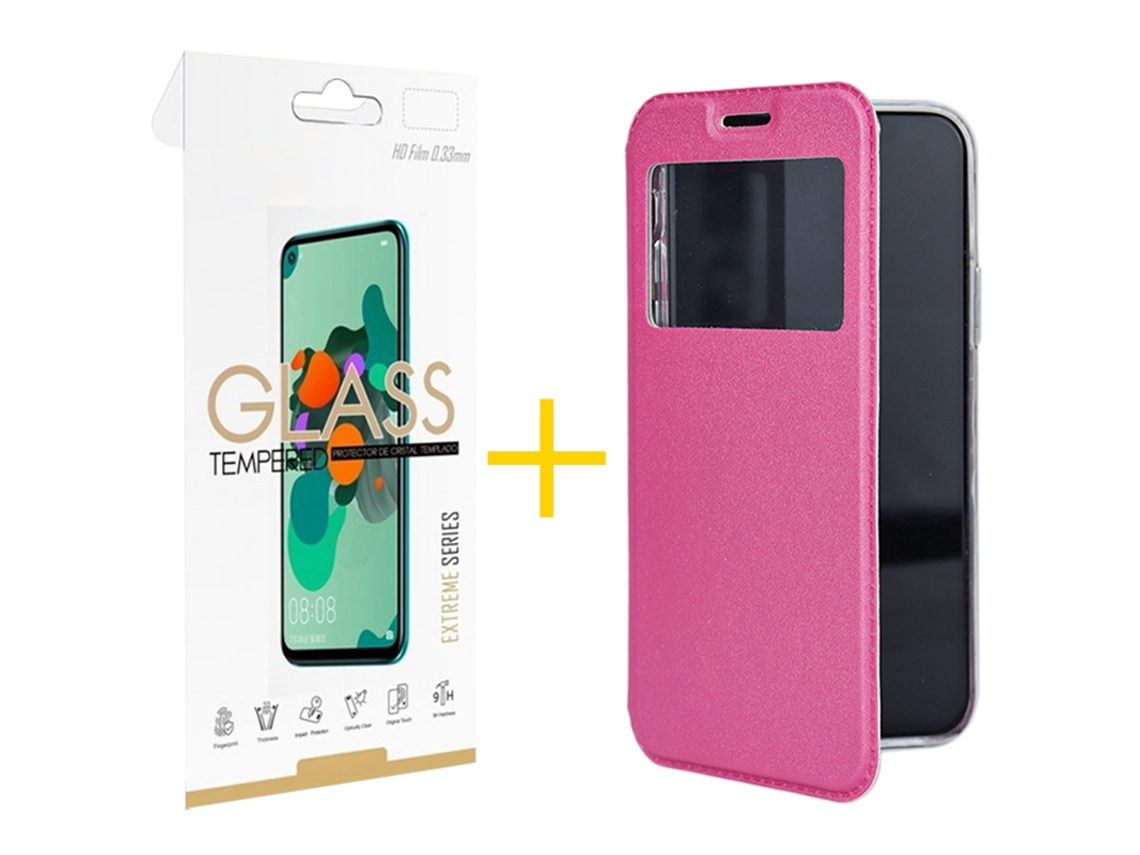 Pack 1 X Película de Vidro Temperado 2.5D Capa SKYHE Samsung Galaxy S23 Plus Gandy Flip Cover Rosa SKYHE