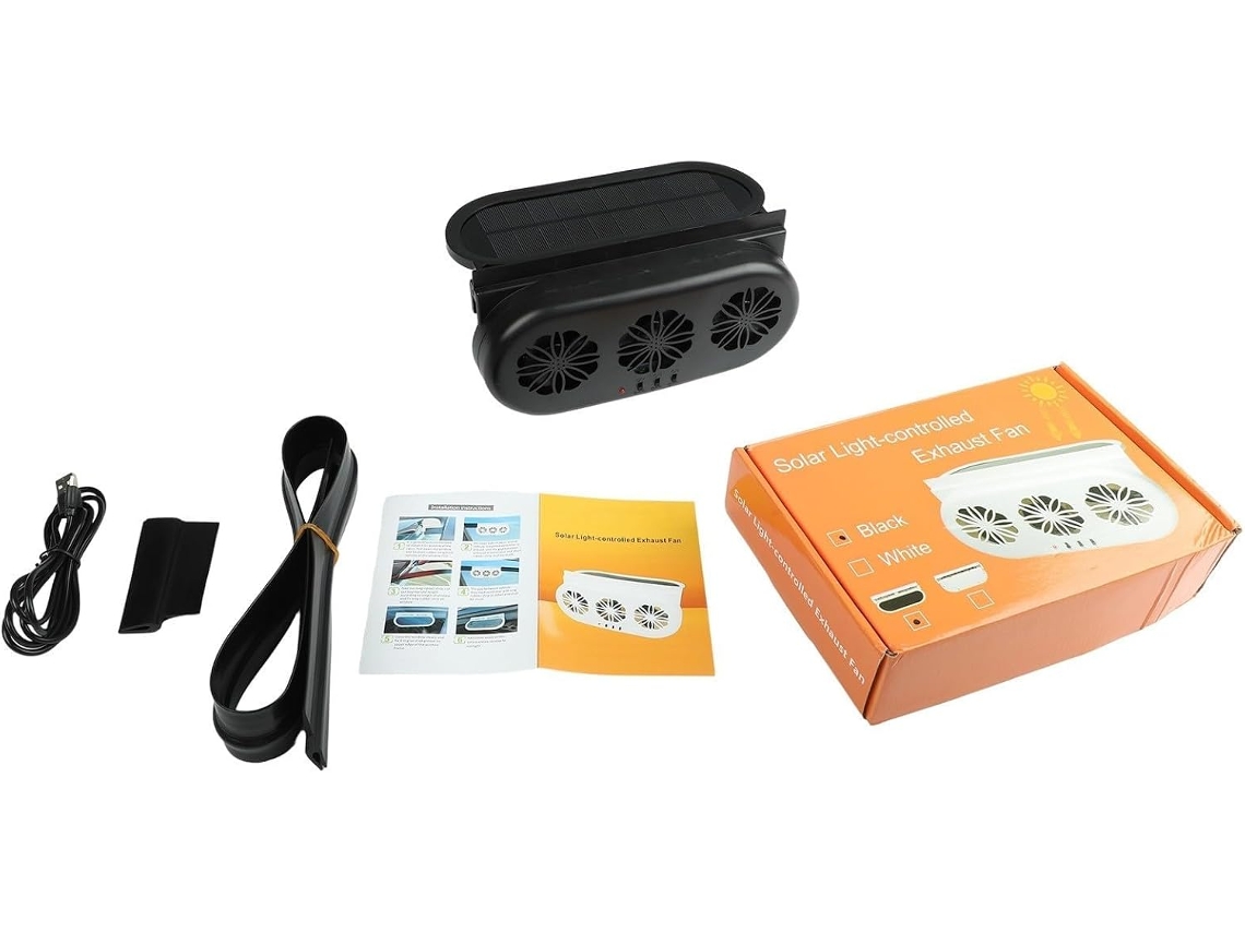 Ventilador De Carro Movido A Energia Solar Com Três Portas Usb Para Carregamento E Purificador Ar Resfriamento Do