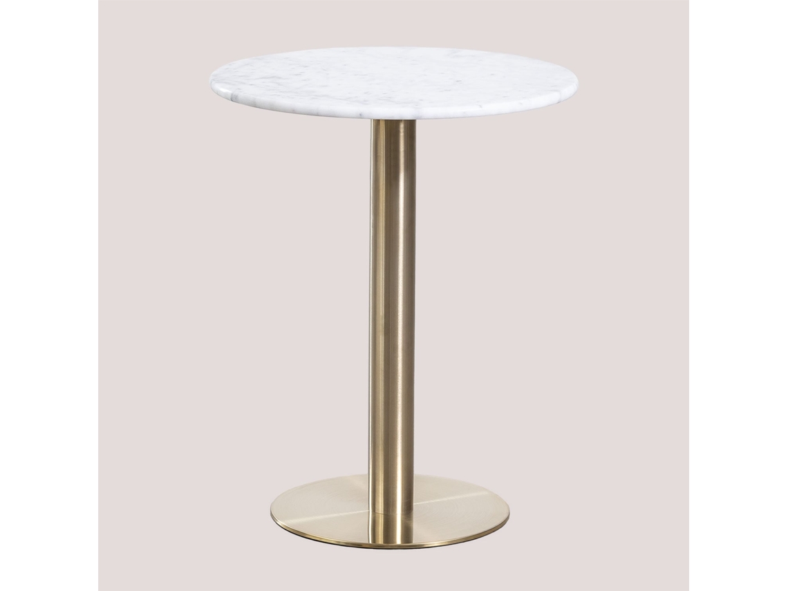 Sklum Round Marble Cosmopolitan Bar Table Mármore     Ouro Champagne     Ø60 Cm              Mármore Branco Guangxi