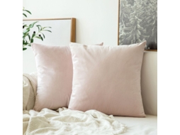 2026-fundas De Almohada Cuadradas Suaves De Terciopelo, 2 Piezas, 45x45 Cm, Sin Relleno, Rosa Claro, Para Sofá Coche