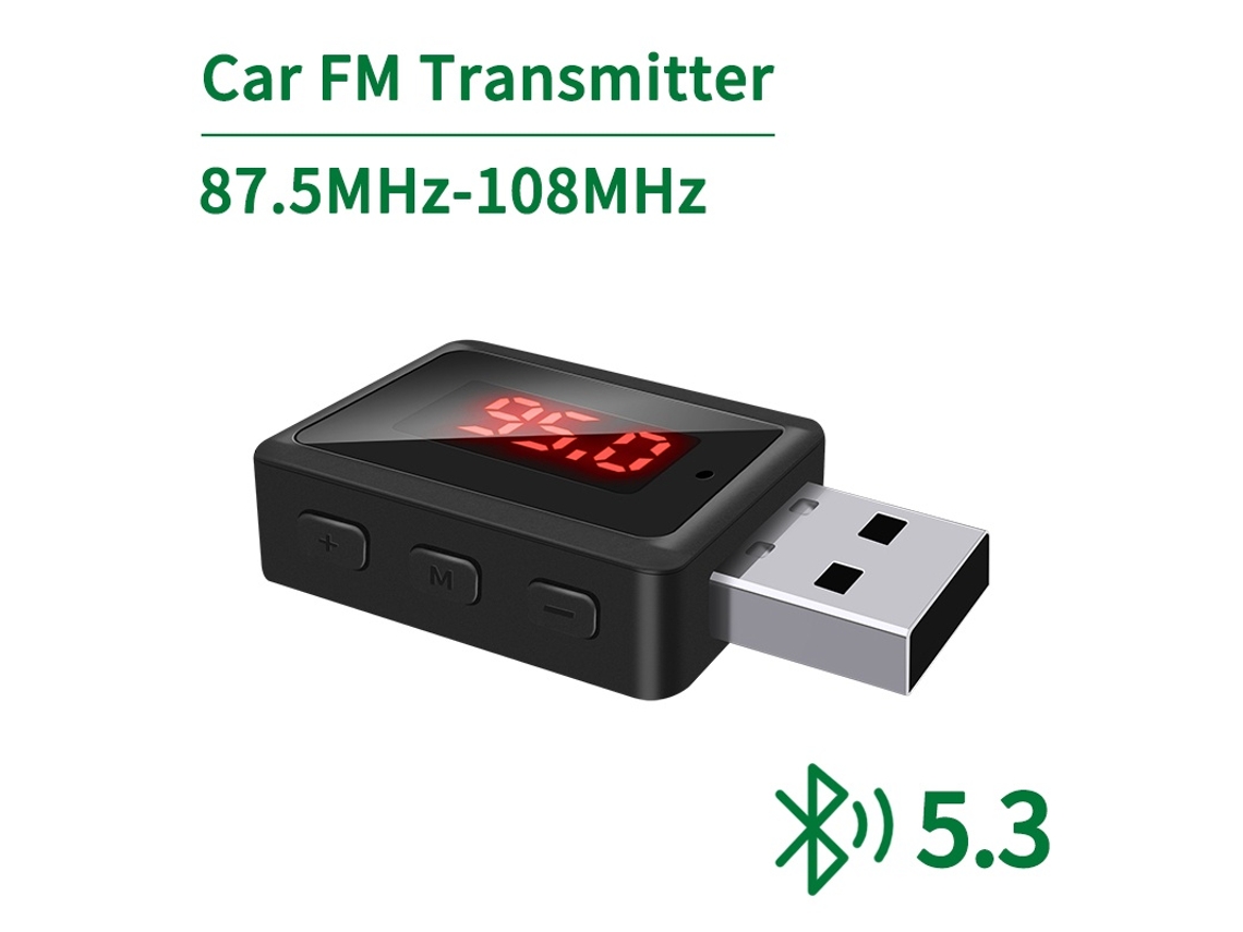 Transmissor Fm YIZHOOD T60 Usb Bluetooth 5.3 Mic Chamadas Viva-Voz Receptor de Música de Áudio Estéreo Sem Perdas Adaptador Sem Fio Led Display Preto