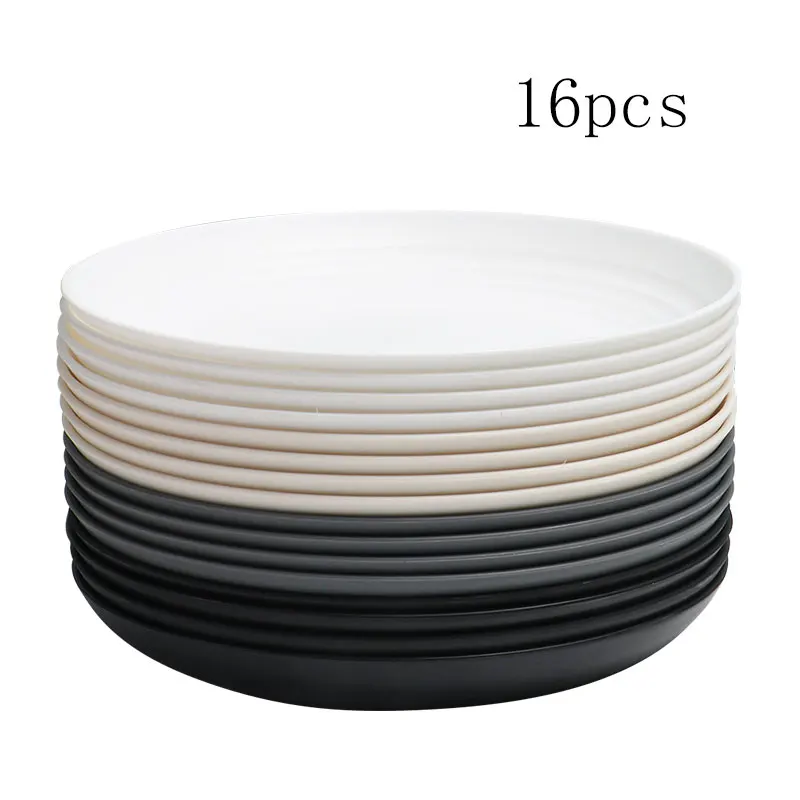 Conjunto De 16 Pratos De Plástico Reutilizáveis (23 Cm De Diâmetro), Ideais Para Cozinhas Domésticas.