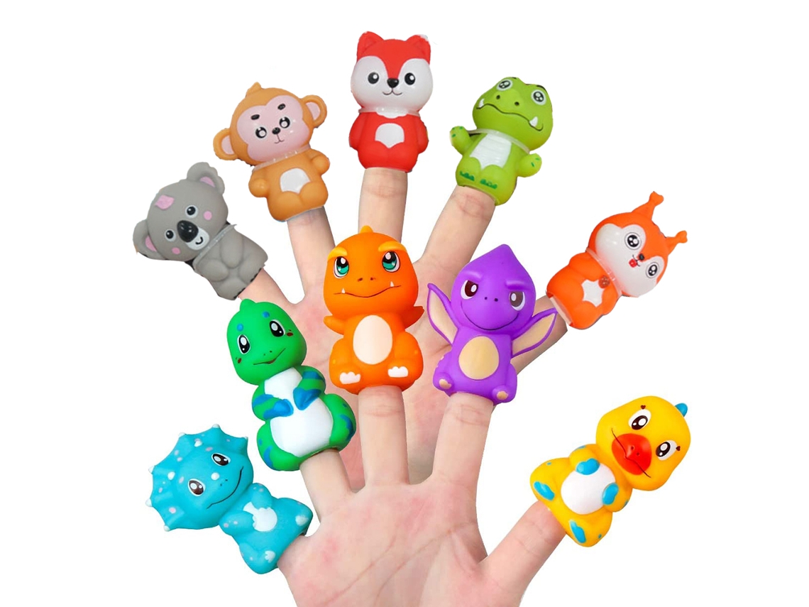 10 Peças Bonecos De Dedo De Animais Pvc Coloridos Brinquedos Educativos Para Crianças