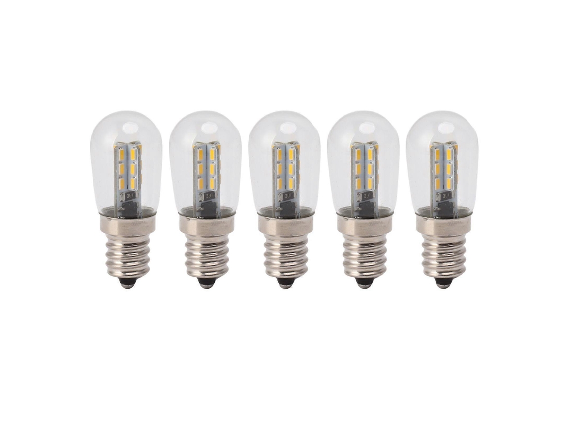Pacote Com 5 Lâmpadas Led E12 De Alto Brilho 120 V, 24 Contas, Luz Quente Para Geladeira Brilvibera