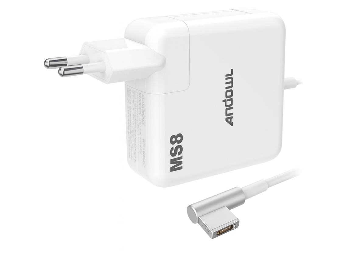 Carregador De Portátil Para Apple Macbook 18.5v 4.6a 85w Type L Andowl Q Kc02 Branco