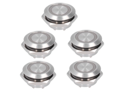 Interruptor De Botão Momentâneo Metal Com Led Encapsulado 19mm Dc12-24v Branco 5pcs
