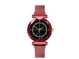 Relógio de pulso masculino casual, mostrador de liga metálica, espelhado, quartzo vermelho.