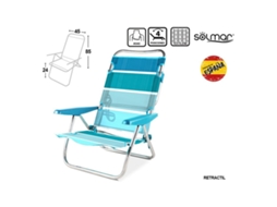Cadeira De Praia De Alumínio Reclinável Elsa Riscas Costa Azul Até Deitar Solmar Bestway