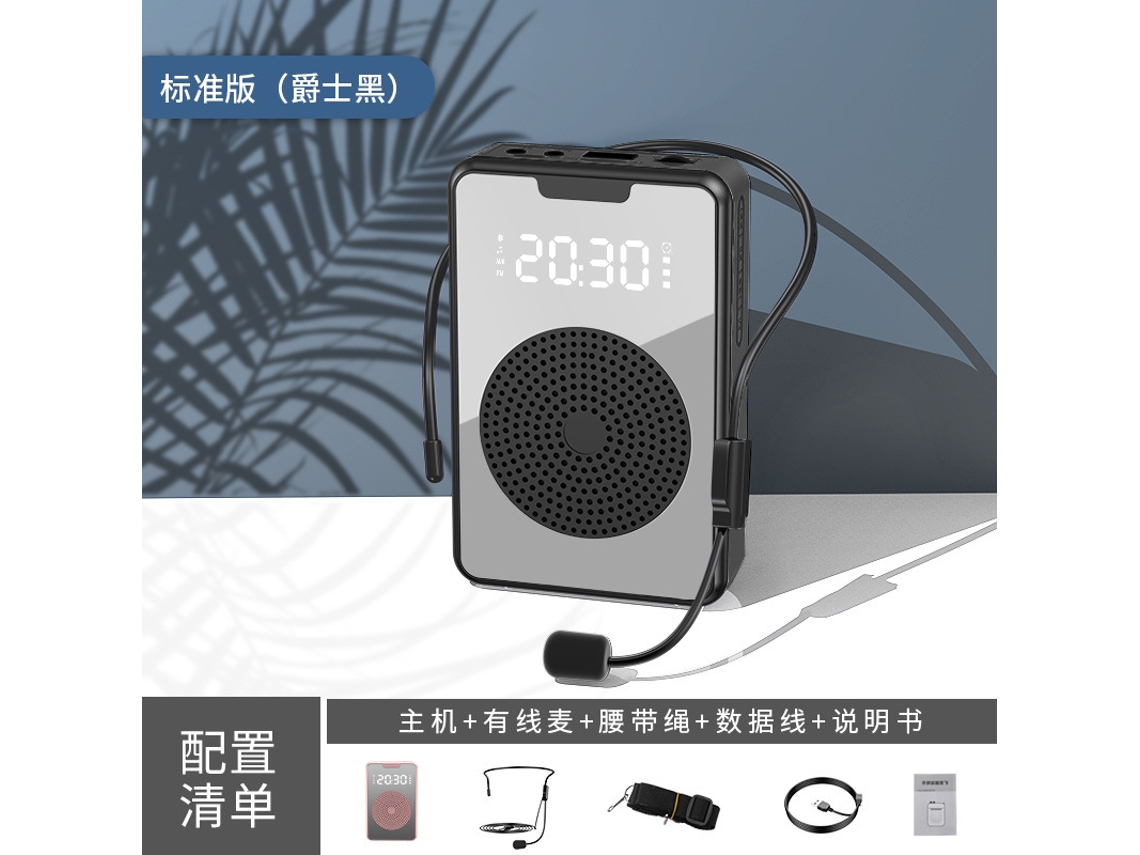 Amplificador de voz Bluetooth sem fio Slowmoose com alto-falante e microfone para guias turísticos, preto