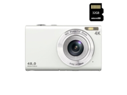 Câmera Compacta Digital VIGA EUROPE Dc402Af 48Mp Resolução 4K 2 8 Polegadas Tela 32Gb Branco