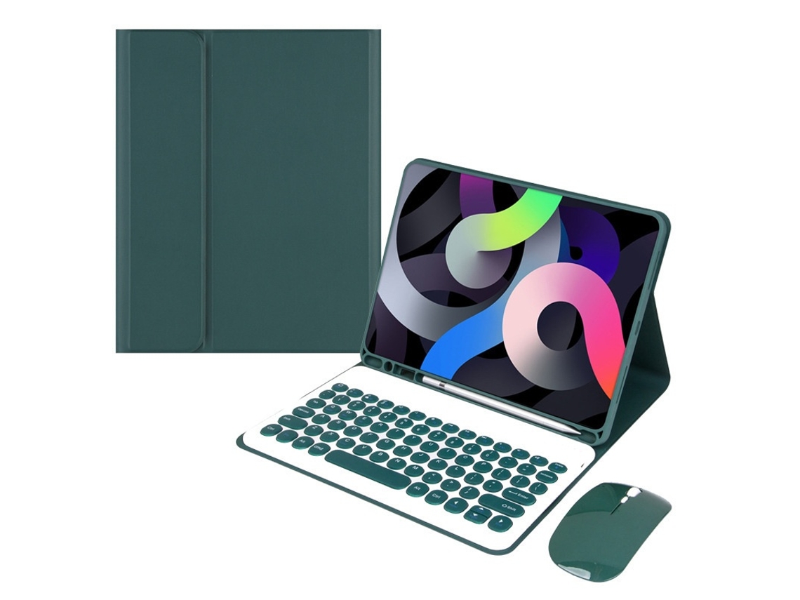 Lurelia Capa Com Teclado Bluetooth Para Samsung Tab A9plus 11 Com Redondo E Rato, Layout Pt, Verde Escuro