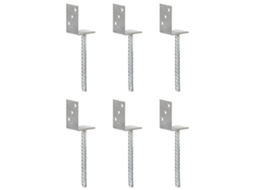 Vidaxl Âncoras De Vedação 6 Pcs 8x6x30 Cm Aço Galvanizado Prateado