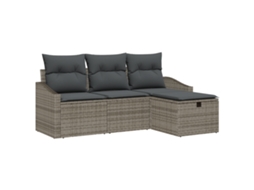 Conjunto 4 Móveis De Jardim Vidaxl Cinzento Vime Pe (178 X 117 X 85 Cm)
