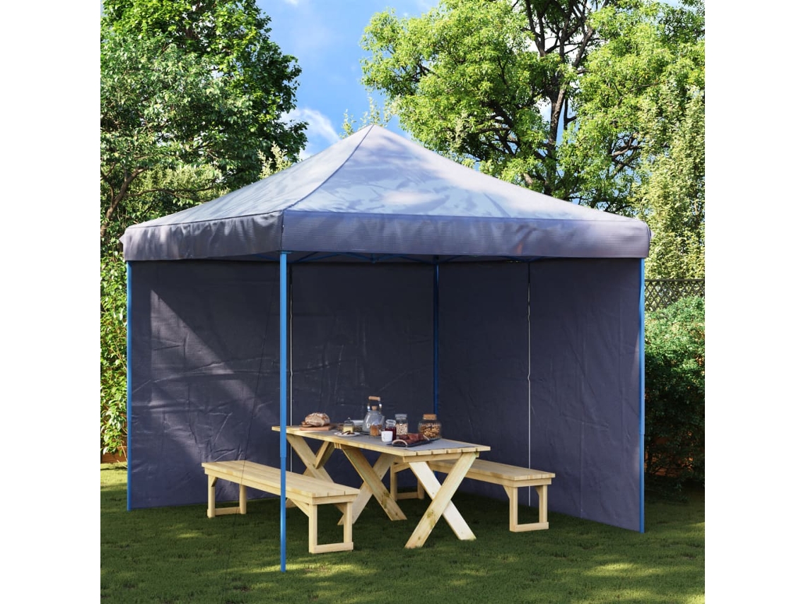 Vidaxl Parede Lateral Com Fecho P/ Tenda De Festas 2 Pcs Pe Azul