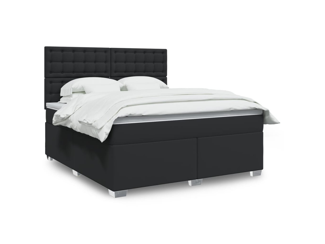 Vidaxl Cama Com Molas/colchão 180x200 Cm Couro Artificial Preto