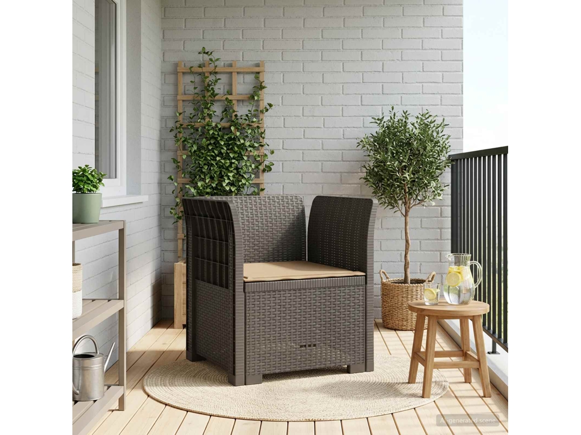 Vidaxl Poltrona 1 Lugar Com Almofada Look Rattan Pp Cinzento-claro