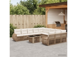 Vidaxl Conjunto De Sofá De Jardim 12 Unid. Bege E Branco Creme Vime Pe