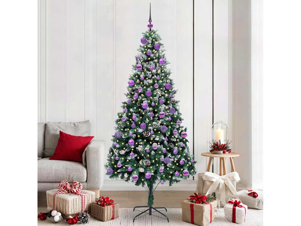 Vidaxl Árvore De Natal Artificial Verde 210 Cm Pvc, Aço E Plástico