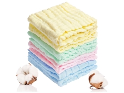 8 Toalhas de Banho de Muslin para Bebê, 25x25cm | S/MARCA