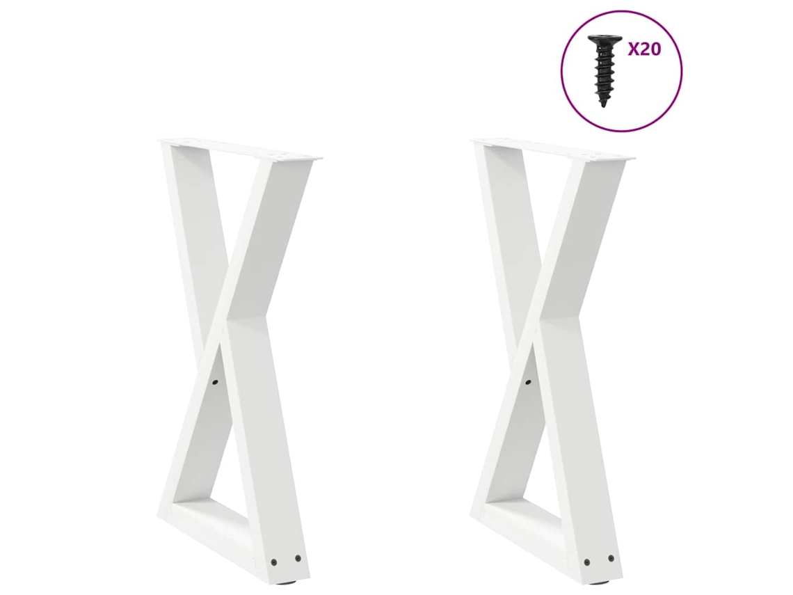 Vidaxl Pés Para Mesa De Jantar 2 Peças, Branco, 60x(72-73,3) Cm, Aço