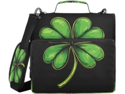 Green Clover Shamrock Lucky St Organizador De Fichário 3 Argolas 1, 5 Polegadas Com Alça E De Ombro Removível, Fichário