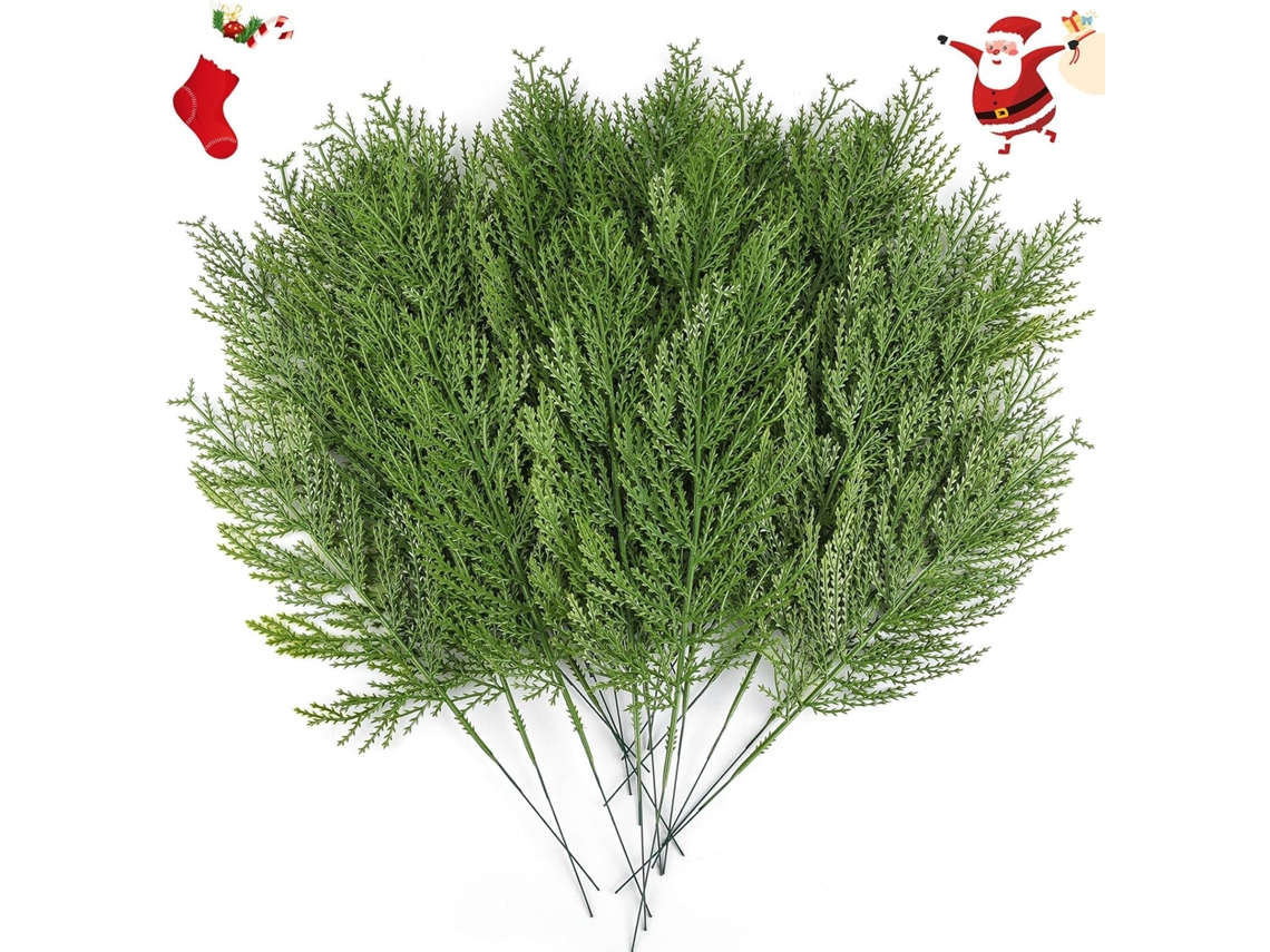 40 Unidades de Ramos Pinheiro Artificiais, Hastes Verdes Artificiais, Pontas de Pinheiro, Enfeites de Natal Plástico BRILVIBERA